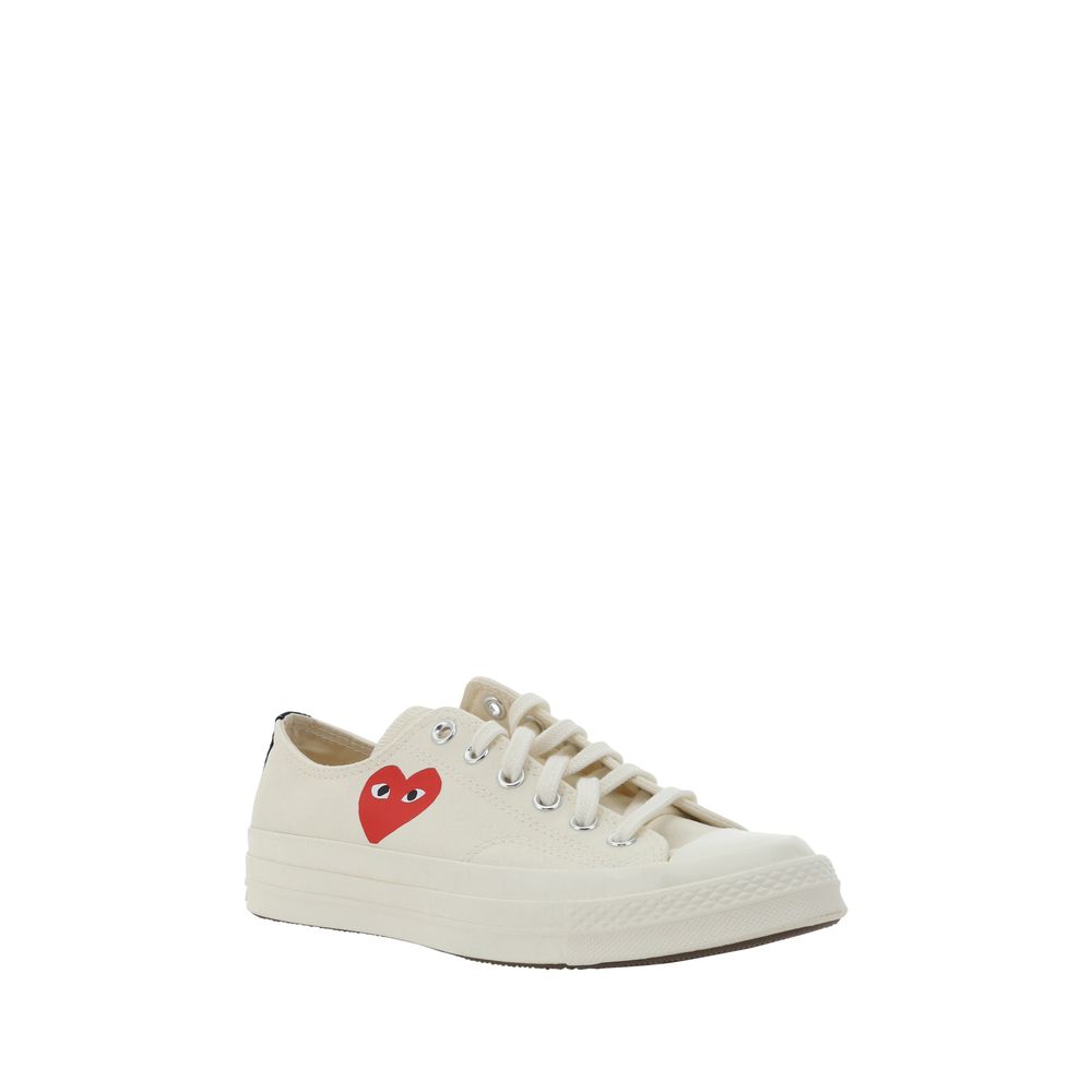 Weiße Gummisohle Sneakers mit niedrigem Schnitt