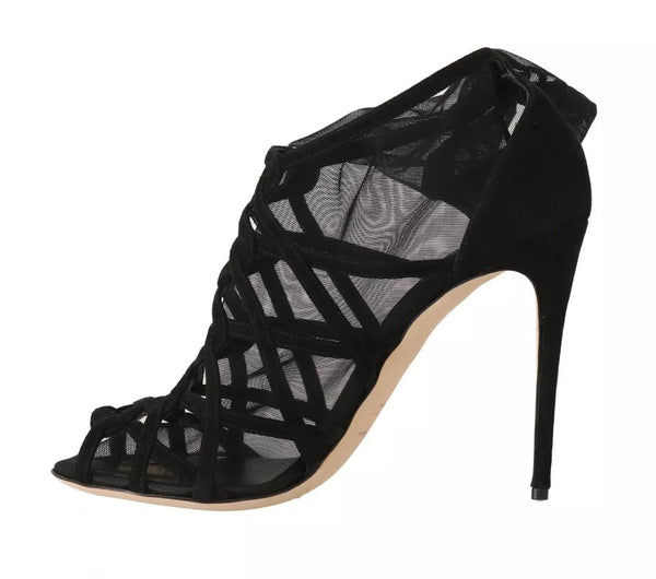Schwarz Wildleder Stilettos Booties Socken Schuhe