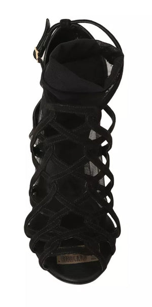 Schwarz Wildleder Stilettos Booties Socken Schuhe