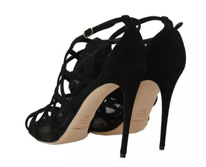 Schwarz Wildleder Stilettos Booties Socken Schuhe