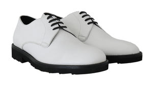 Weiße Leder Derby Kleid Formelle Schuhe