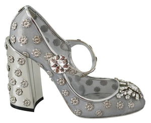 Silber Kristall Nieten Absätze Mary Janes Pumps Schuhe