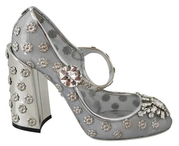 Silber Kristall Nieten Absätze Mary Janes Pumps Schuhe