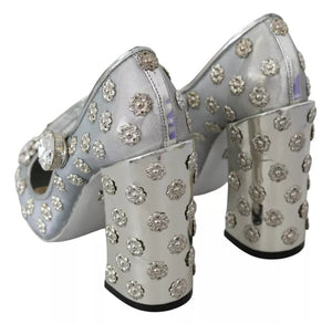 Silber Kristall Nieten Absätze Mary Janes Pumps Schuhe
