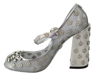 Silber Kristall Nieten Absätze Mary Janes Pumps Schuhe