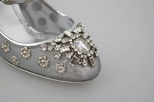 Silber Kristall Nieten Absätze Mary Janes Pumps Schuhe