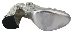 Silber Kristall Nieten Absätze Mary Janes Pumps Schuhe