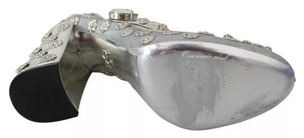 Silber Kristall Nieten Absätze Mary Janes Pumps Schuhe