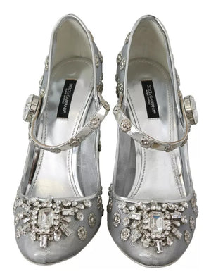 Silber Kristall Nieten Absätze Mary Janes Pumps Schuhe