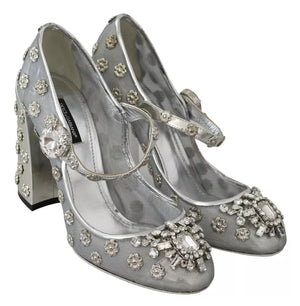 Silber Kristall Nieten Absätze Mary Janes Pumps Schuhe