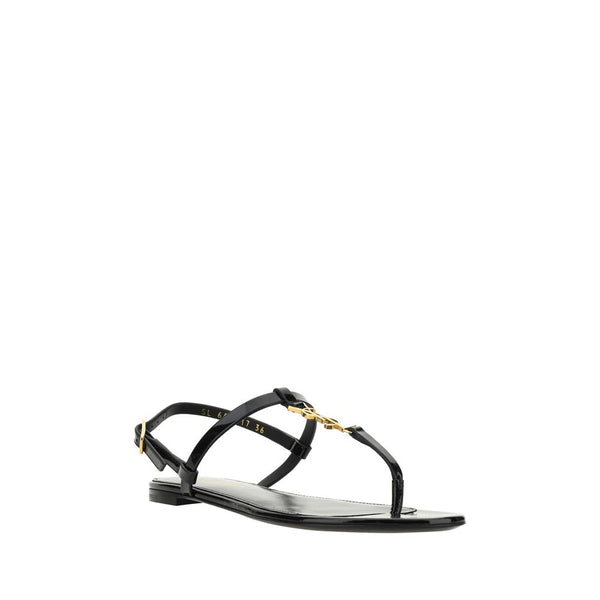 Schwarze Kalbsleder-Bos-Taurus-Flatsandalen