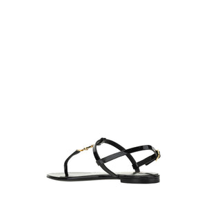 Schwarze Kalbsleder-Bos-Taurus-Flatsandalen