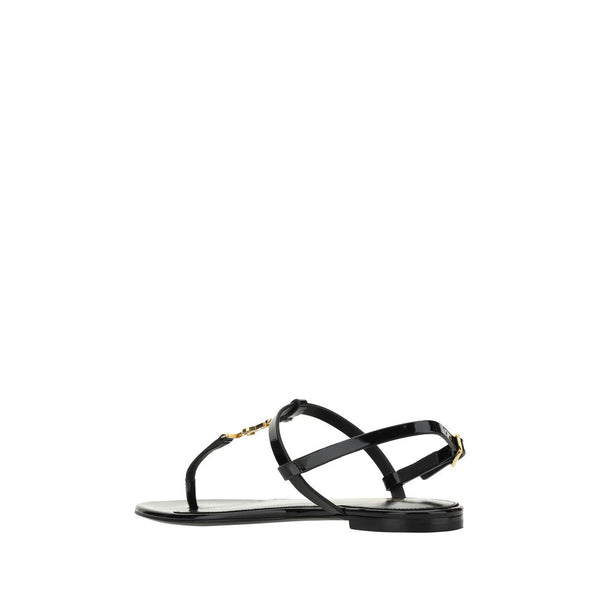 Schwarze Kalbsleder-Bos-Taurus-Flatsandalen