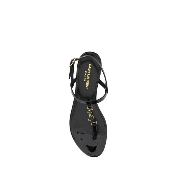 Schwarze Kalbsleder-Bos-Taurus-Flatsandalen