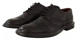 Schwarze perforierte Leder Schnürschuhe Derby