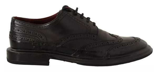 Schwarze perforierte Leder Schnürschuhe Derby