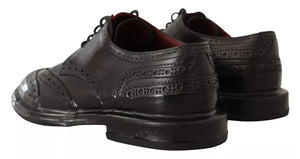 Schwarze perforierte Leder Schnürschuhe Derby