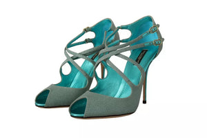 Blau Glittered Riemchen Heels Sandalen Schuhe