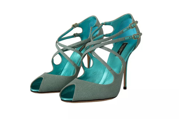 Blau Glittered Riemchen Heels Sandalen Schuhe