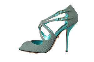 Blau Glittered Riemchen Heels Sandalen Schuhe