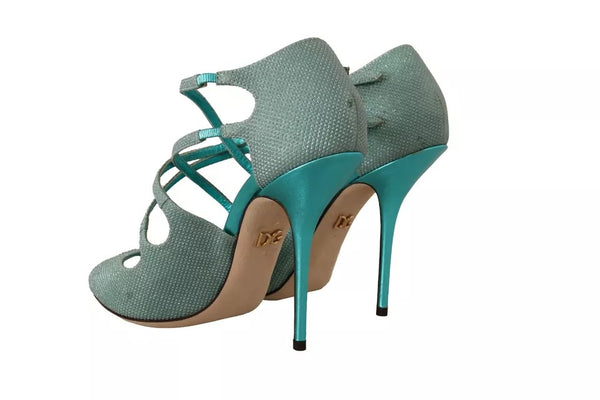 Blau Glittered Riemchen Heels Sandalen Schuhe