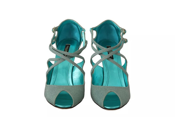 Blau Glittered Riemchen Heels Sandalen Schuhe