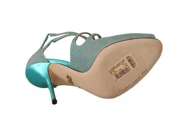 Blau Glittered Riemchen Heels Sandalen Schuhe