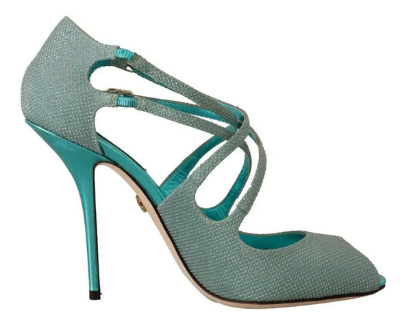 Blau Glittered Riemchen Heels Sandalen Schuhe