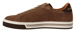 Braun Wildleder Logo Low Top Sneakers Männer Schuhe