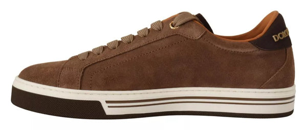 Braun Wildleder Logo Low Top Sneakers Männer Schuhe