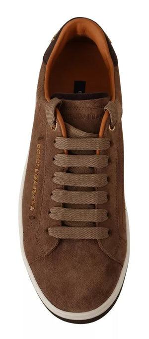 Braun Wildleder Logo Low Top Sneakers Männer Schuhe