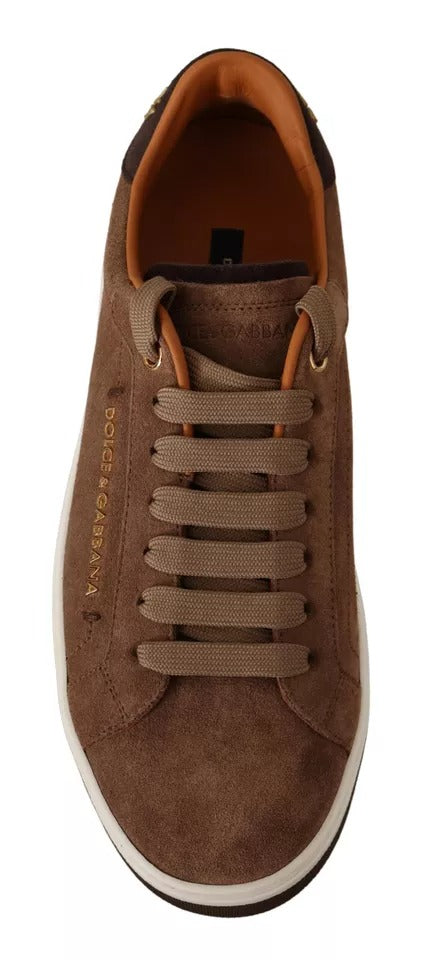 Braun Wildleder Logo Low Top Sneakers Männer Schuhe