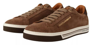 Braun Wildleder Logo Low Top Sneakers Männer Schuhe