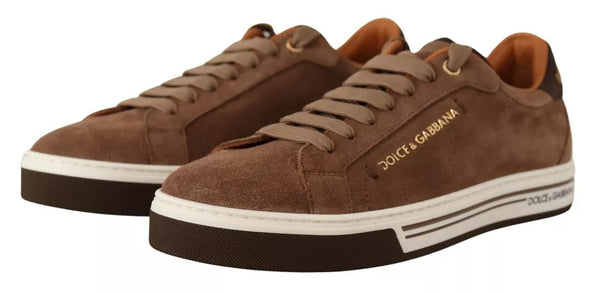 Braun Wildleder Logo Low Top Sneakers Männer Schuhe