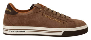 Braun Wildleder Logo Low Top Sneakers Männer Schuhe