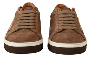 Braun Wildleder Logo Low Top Sneakers Männer Schuhe