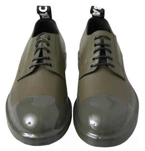 Grünes Leder Gummisohle Kleid Schuhe