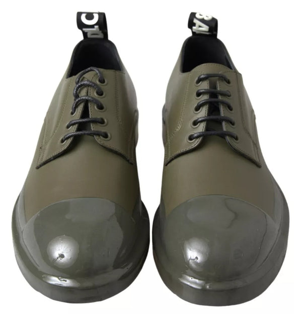 Grünes Leder Gummisohle Kleid Schuhe