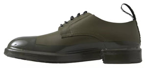 Grünes Leder Gummisohle Kleid Schuhe