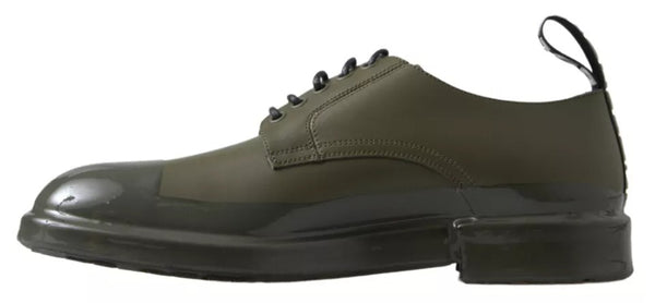 Grünes Leder Gummisohle Kleid Schuhe