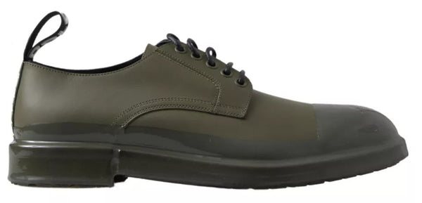 Grünes Leder Gummisohle Kleid Schuhe