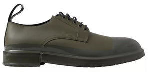 Grünes Leder Gummisohle Kleid Schuhe