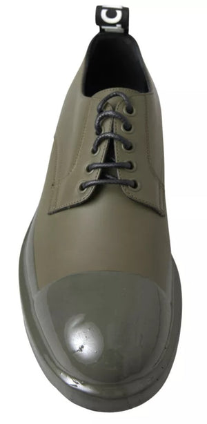 Grünes Leder Gummisohle Kleid Schuhe