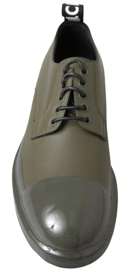 Grünes Leder Gummisohle Kleid Schuhe