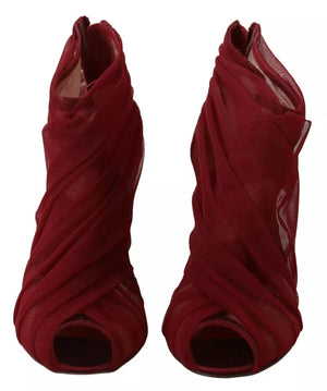 Rote Tüllstiefel Stiletto Heels Schuhe