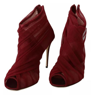 Rote Tüllstiefel Stiletto Heels Schuhe