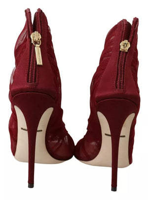 Rote Tüllstiefel Stiletto Heels Schuhe