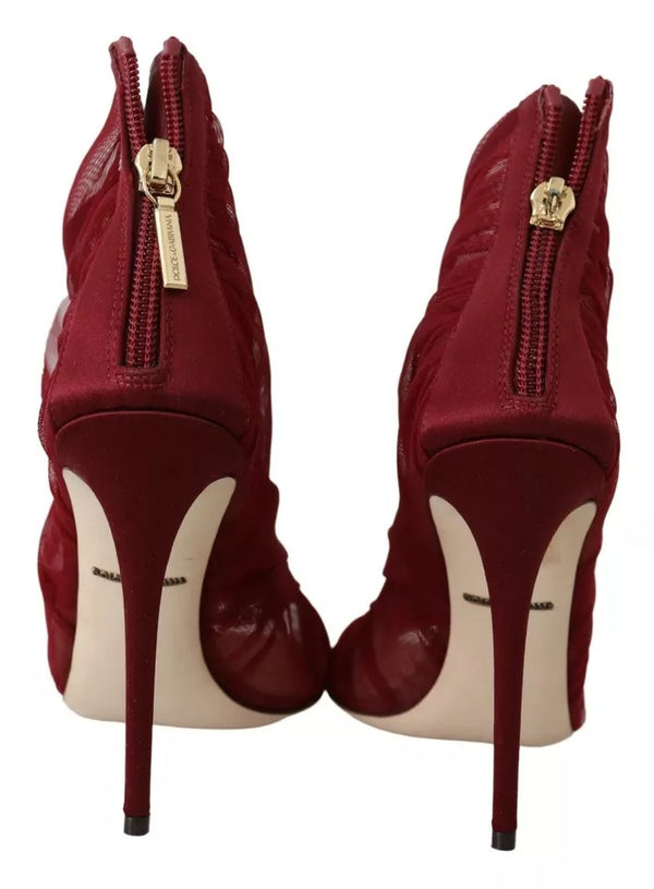 Rote Tüllstiefel Stiletto Heels Schuhe