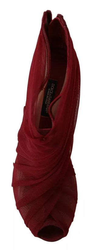 Rote Tüllstiefel Stiletto Heels Schuhe