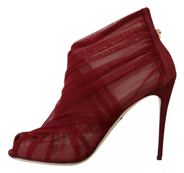 Rote Tüllstiefel Stiletto Heels Schuhe
